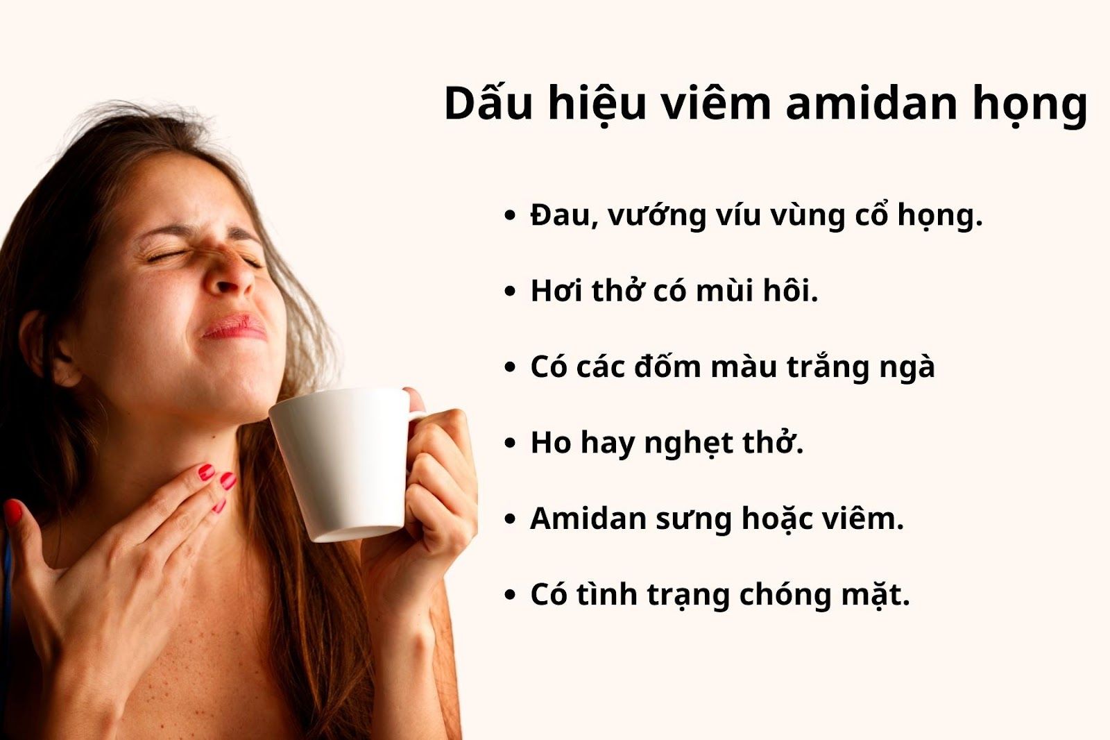 Các triệu chứng điển hình khi bị viêm amidan (Nguồn: Canva)