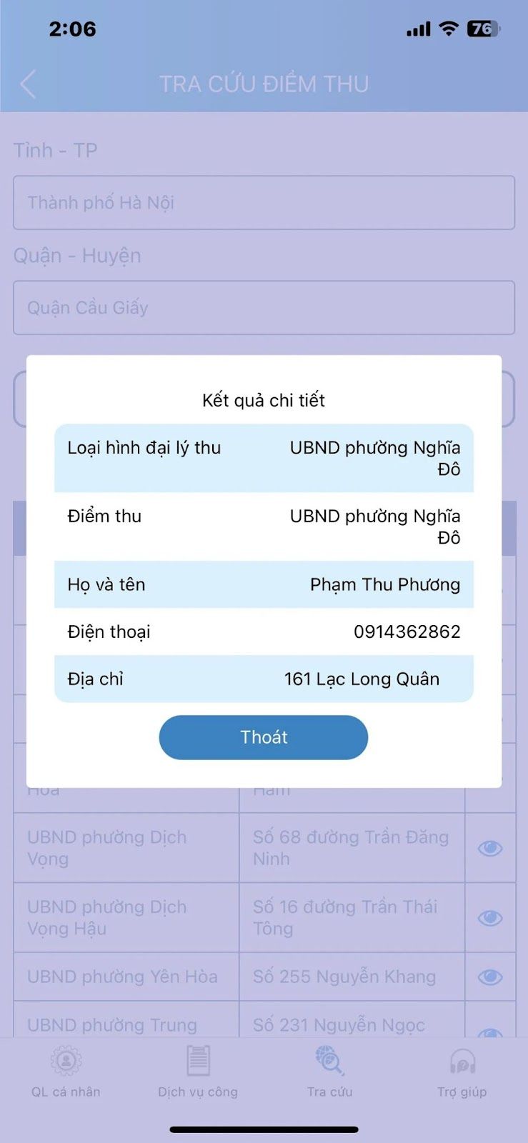 Nhấn vào biểu tượng hình con mắt để&nbsp;xem thông tin chi tiết về người thu