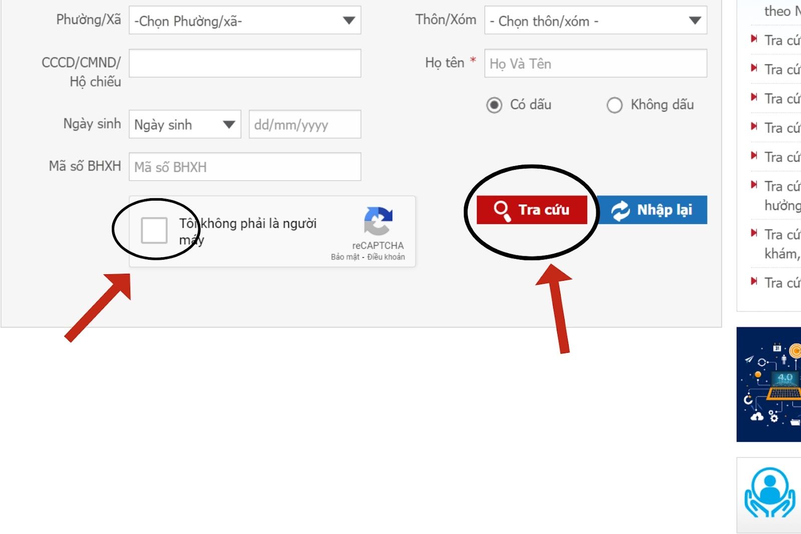 Ghi đầy đủ thông tin cần thiết và chọn “Tra cứu” khi hoàn tất (Nguồn: Canva)
