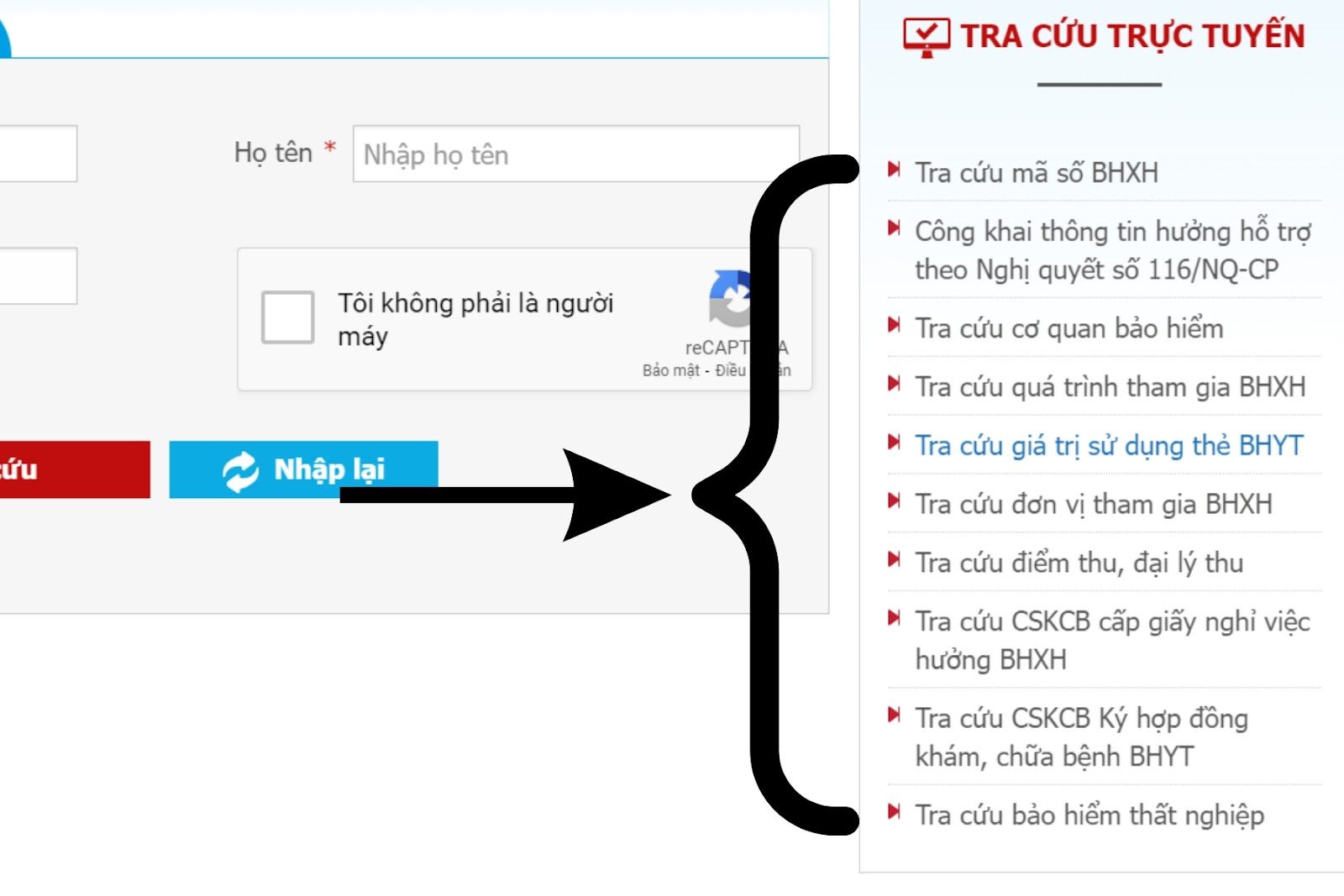 Tra cứu theo mục cần biết tại Cổng thông tin BHXH Việt Nam (Nguồn: Canva)