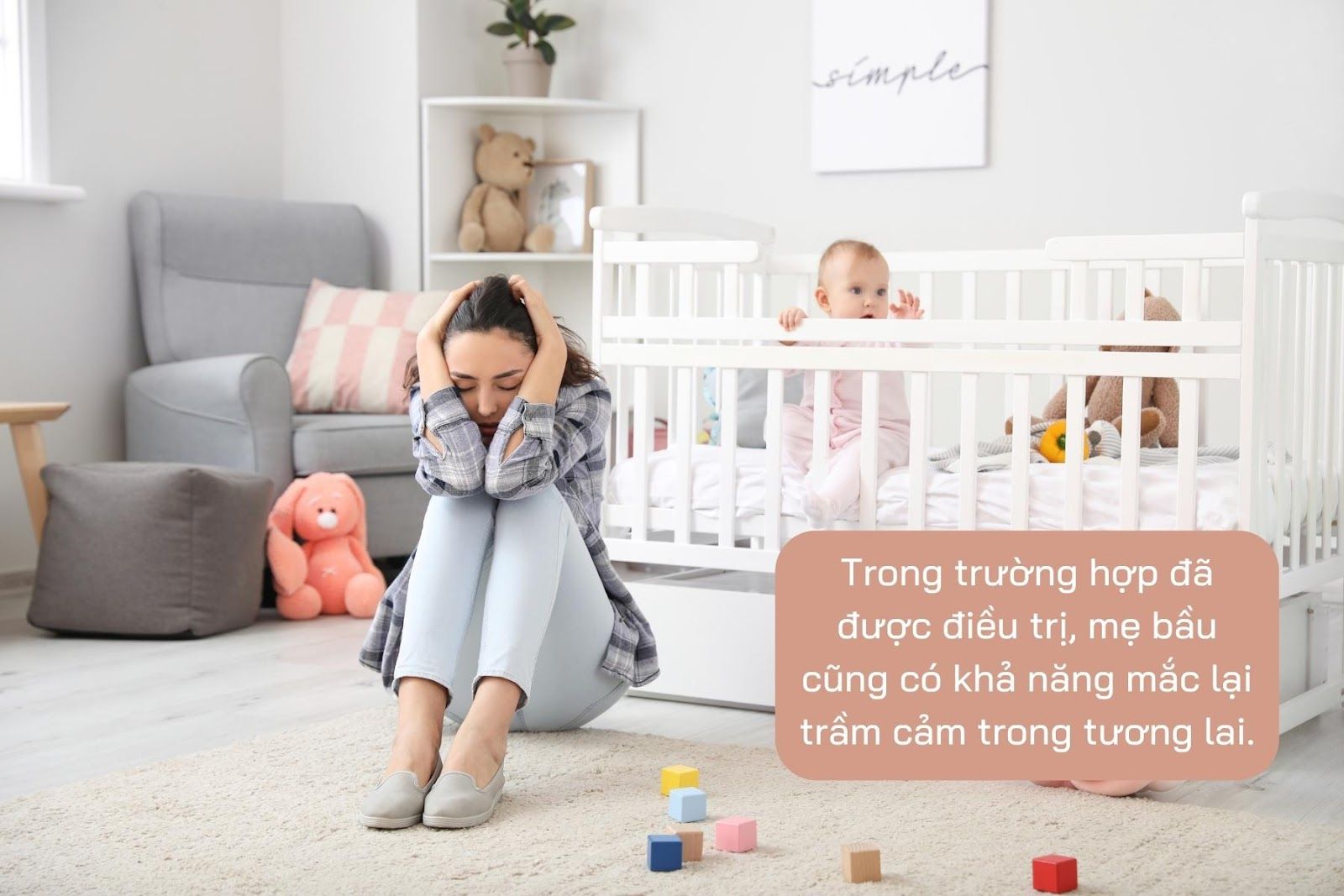 Mẹ bầu được điều trị cũng có khả năng mắc trầm cảm sau sinh - Nguồn ảnh: Canva