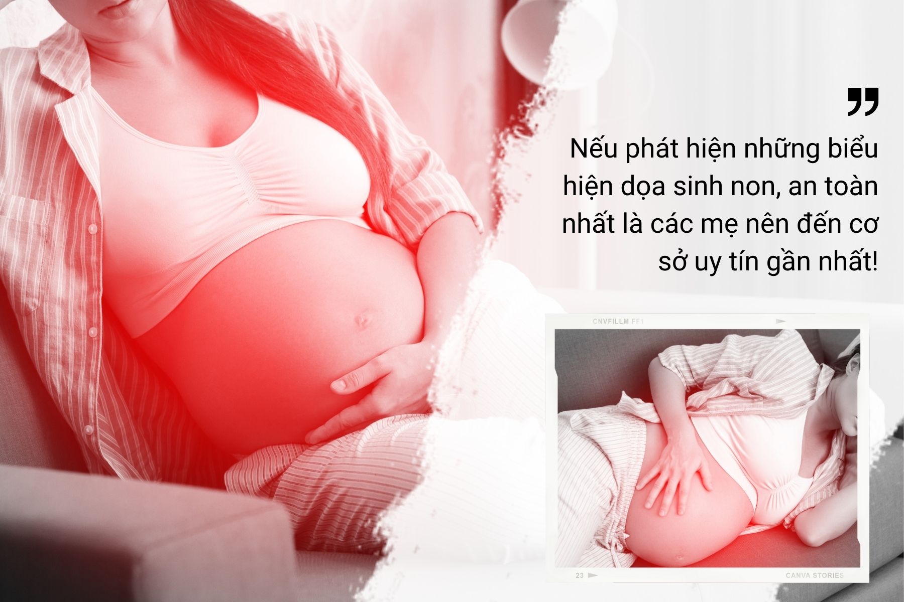 Sản phụ bị ra máu hoặc tăng tiết dịch từ âm đạo có thể là dấu hiệu dọa sinh non - Nguồn ảnh: Canva