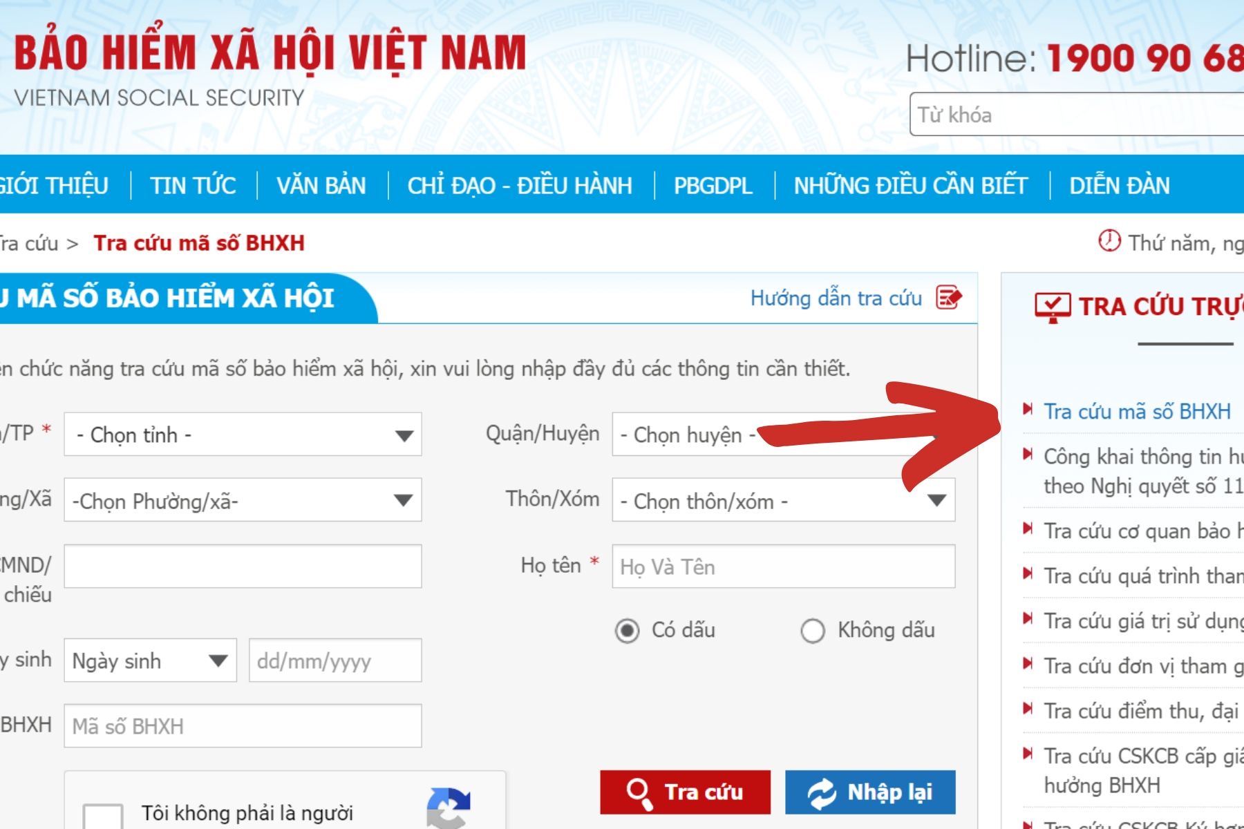 Chọn mục tra cứu mã số tại cổng thông tin điện tử BHYT Việt Nam (Nguồn: Canva)