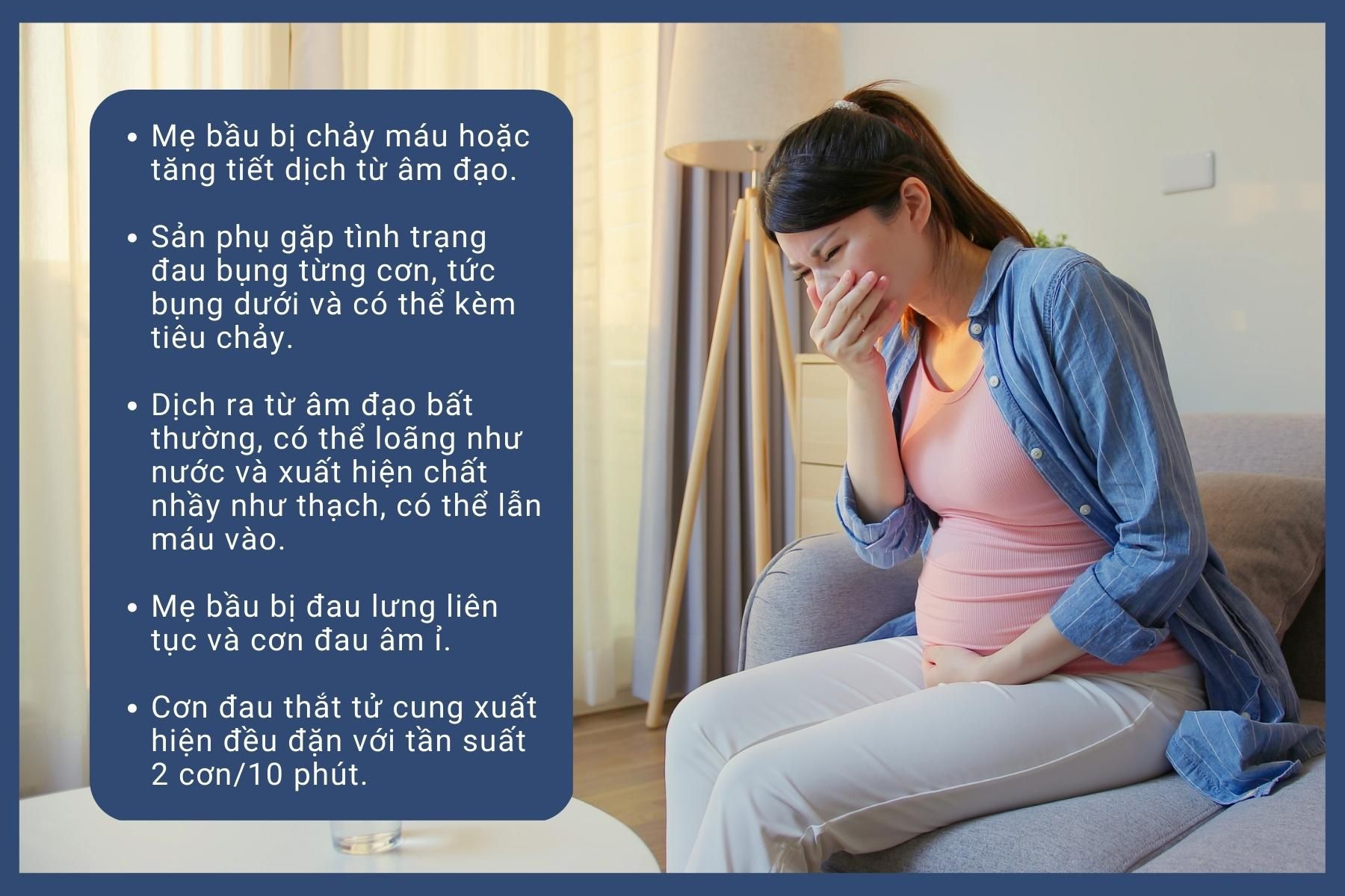 Một vài dấu hiệu của dọa sinh non - Nguồn ảnh: Canva