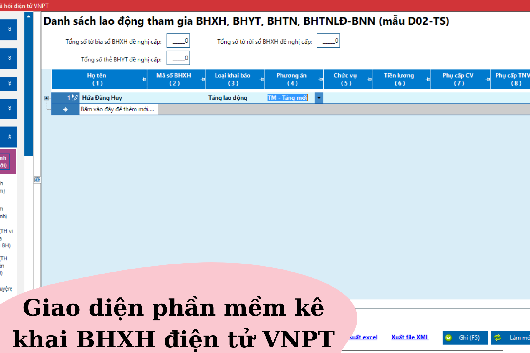 Phần mềm kê khai BHXH điện tử VNPT