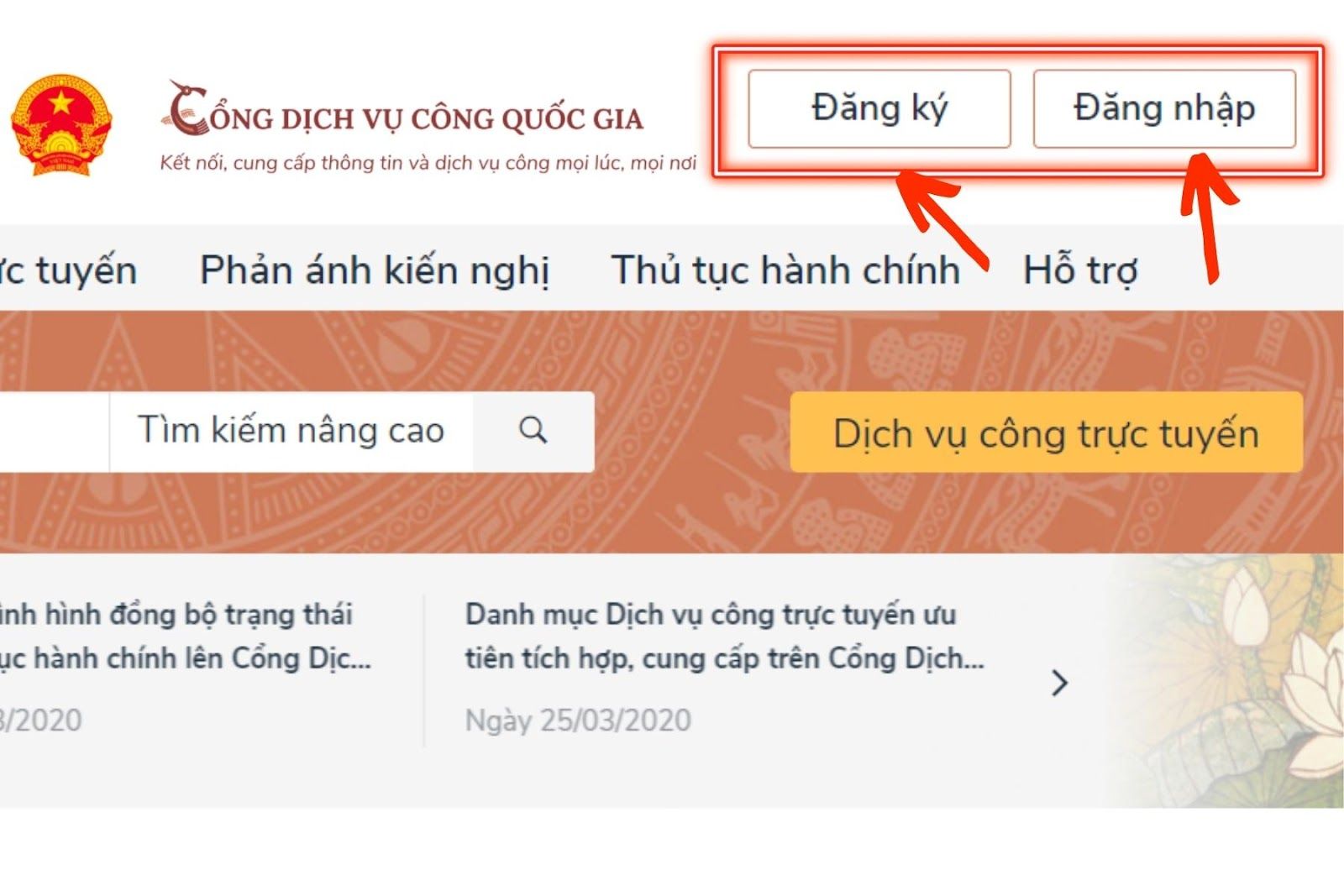 Đăng ký dịch vụ tại hệ thống của Cổng Dịch Vụ Công Quốc Gia - Nguồn ảnh: Internet