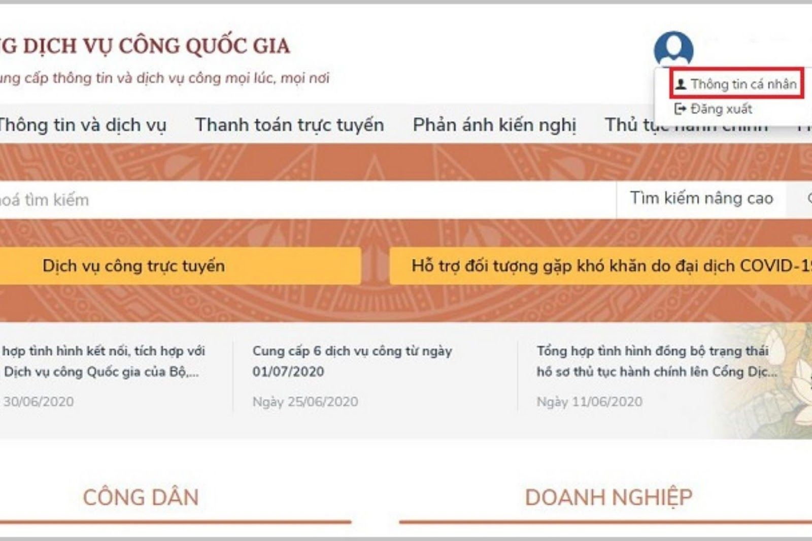 Chọn mục thông tin cá nhân trên góc phải màn hình (Nguồn: Canva)