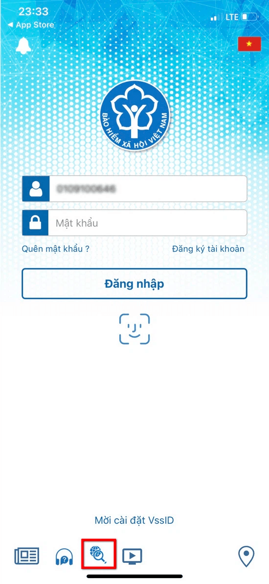 Đăng nhập vào ứng dụng VssID