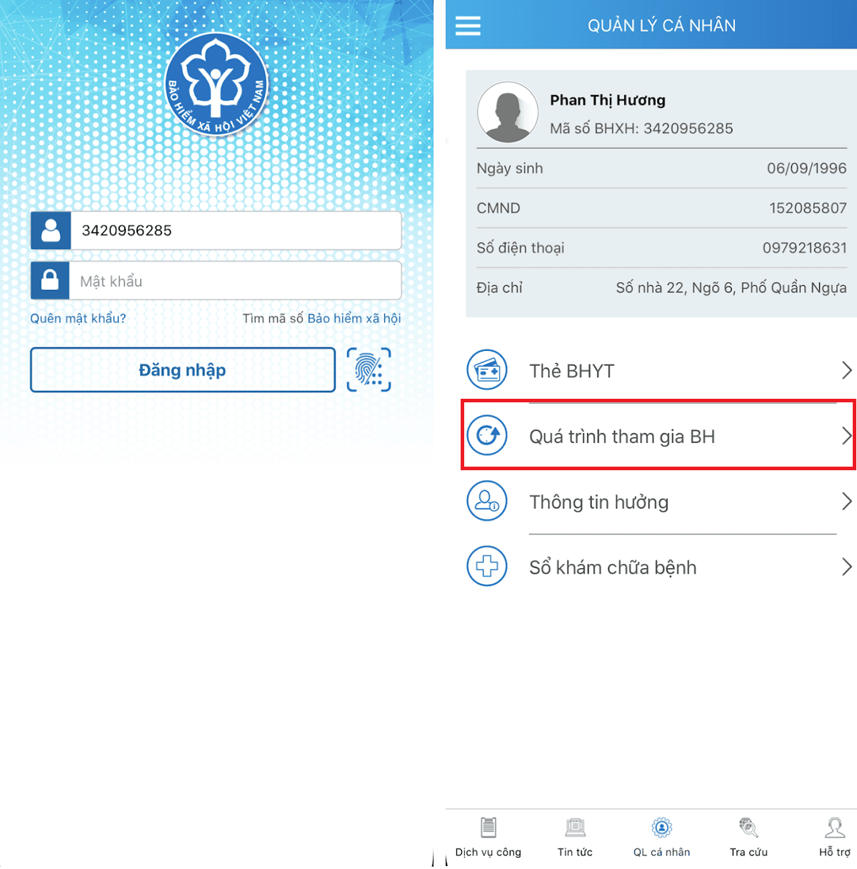 Tra cứu BHXH qua ứng dụng VssID