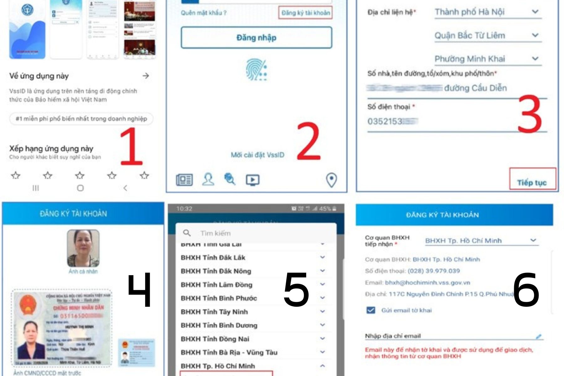 Thao tác các bước theo thứ tự để tra cứu mã số BHYT (Nguồn: Canva)