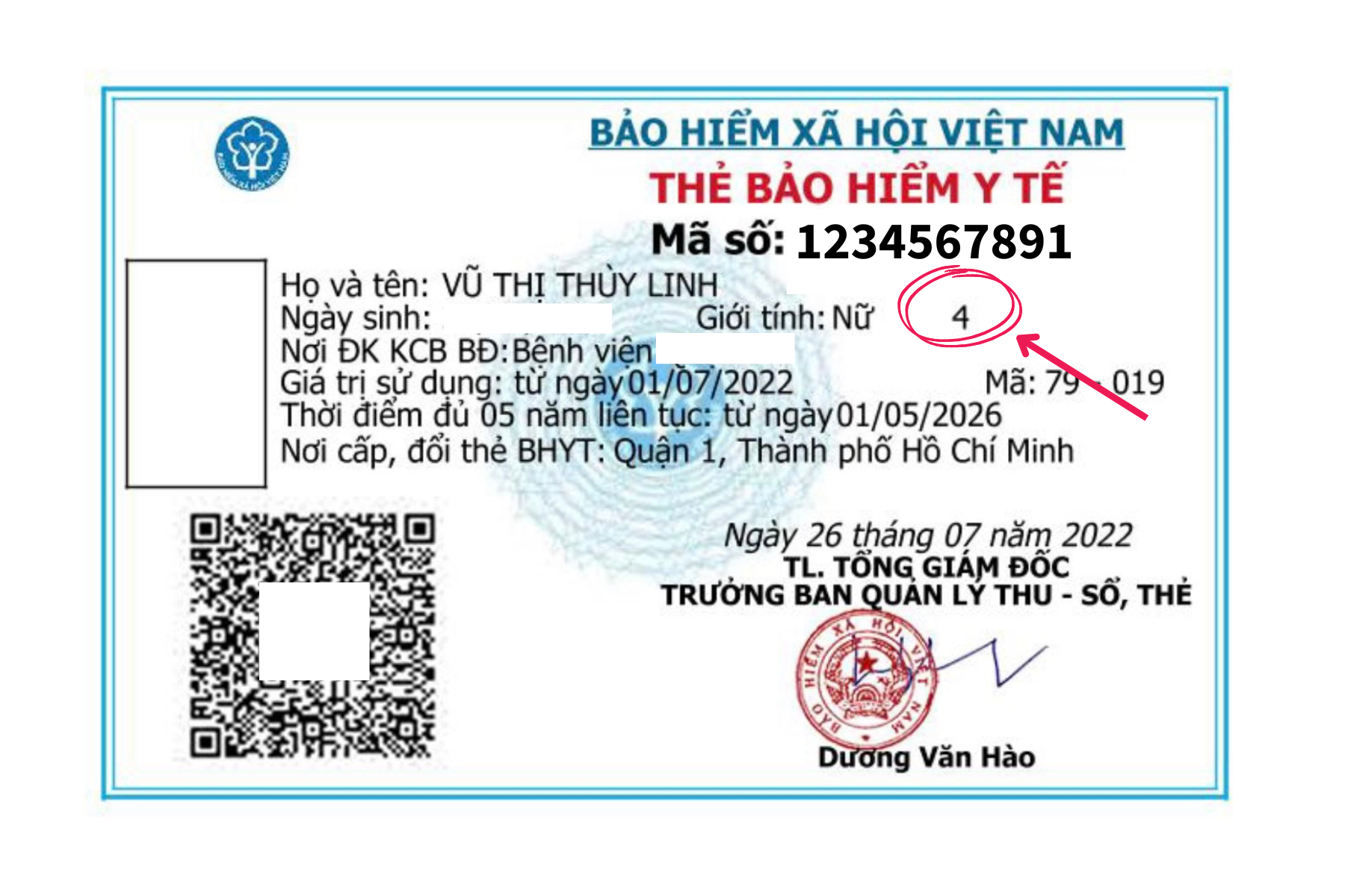 Mã ký tự thể hiện mức hưởng BHYT