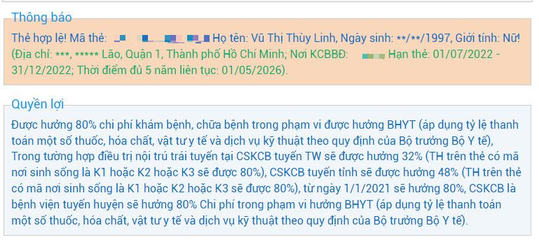 Thông tin và quyền lợi bảo hiểm y tế của người tham gia