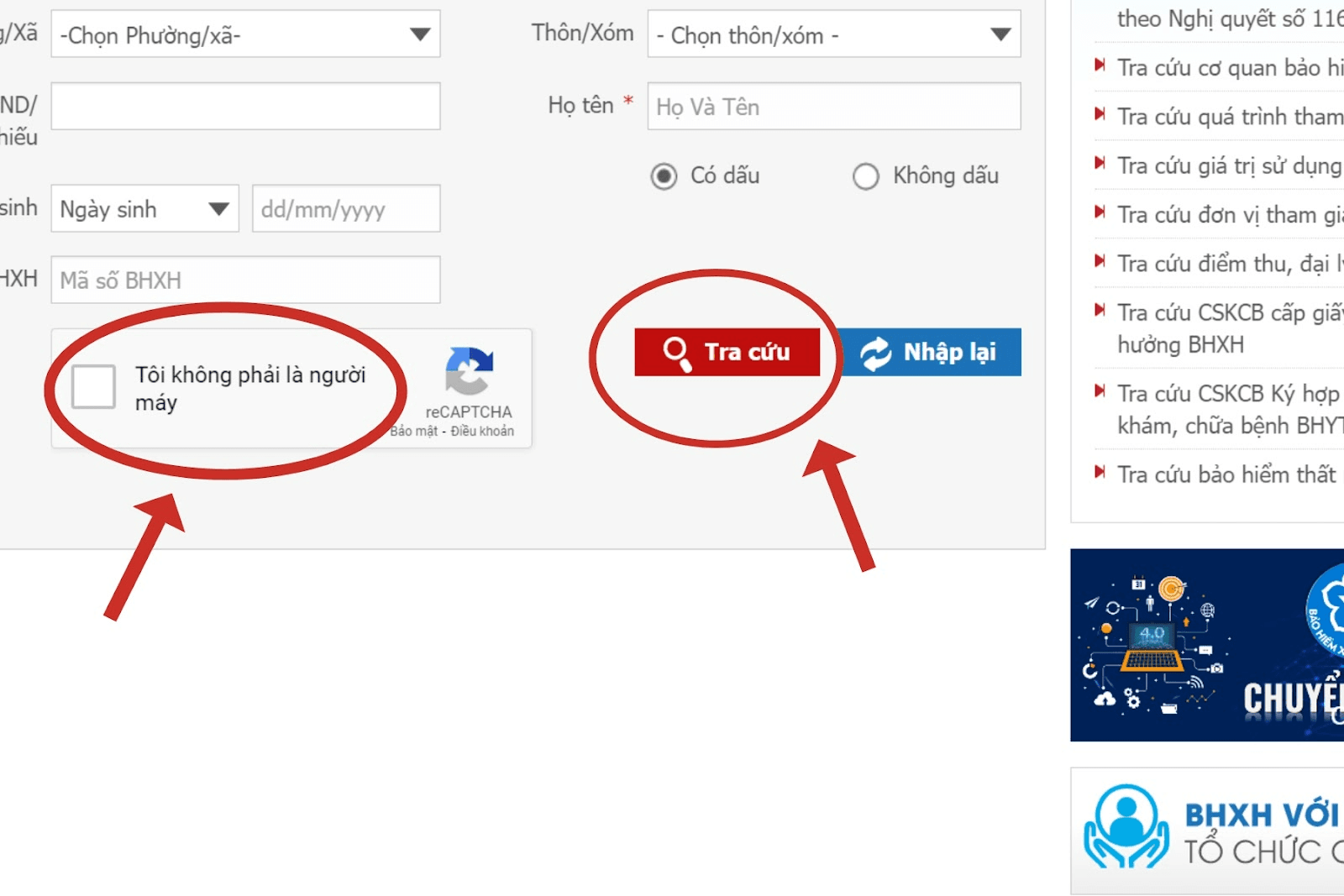 Điền đầy đủ thông tin và chọn tra cứu khi hoàn tất (Nguồn: Canva)