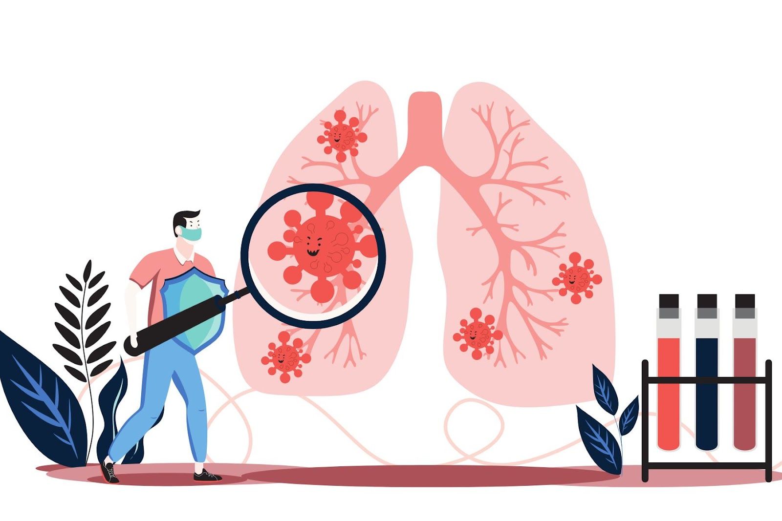 Viêm phổi thùy là bệnh lý tổn thương tế bào phổi do nhiễm khuẩn gây ra (Nguồn: Canva)
